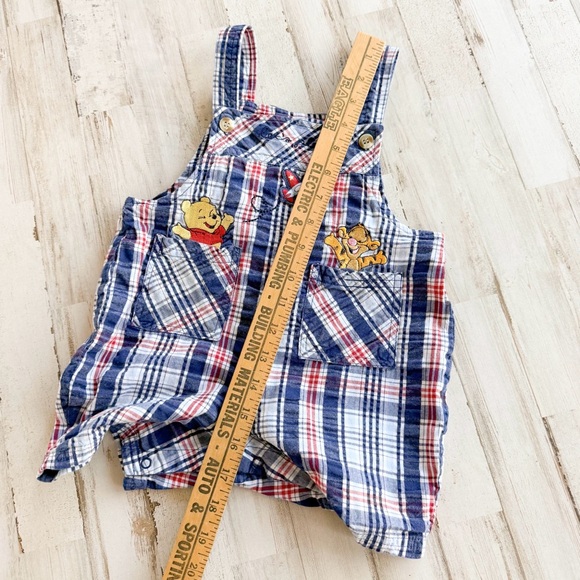 Disney Baby Vintage Y2K Winnie the Pooh Plaid Shortalls Romper Boys 18 Mos - Picture 8 of 10